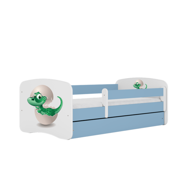 BABYDREAMS Bed babydreams blue baby dino with drawer with mattress 140/70, Blue