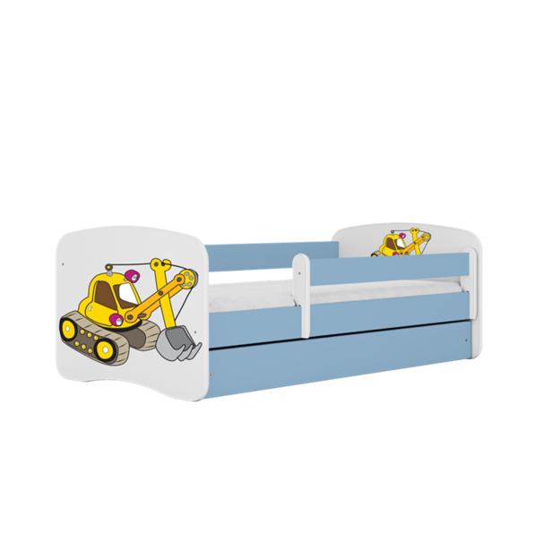 BABYDREAMS Bed babydreams blue digger with drawer with mattress 140/70, Blue