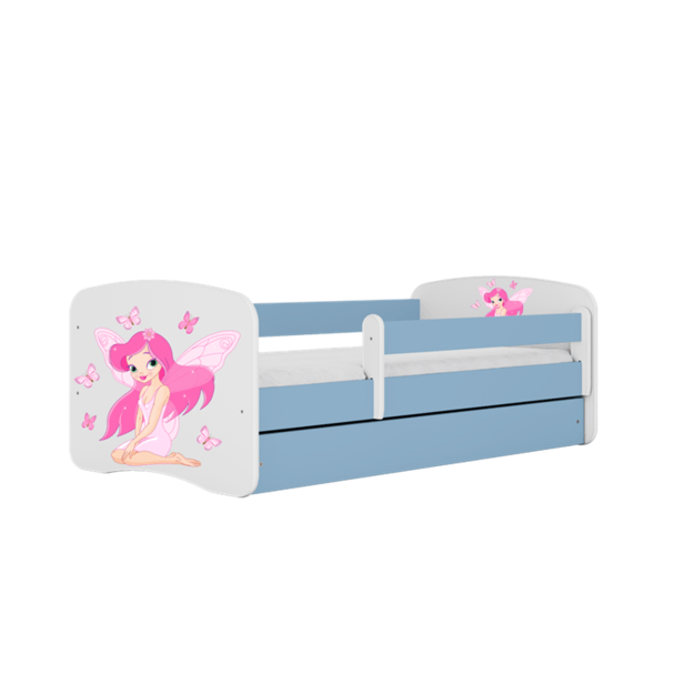 BABYDREAMS Bed babydreams blue fairy with butterflies with drawer with mattress 140/70, Blue