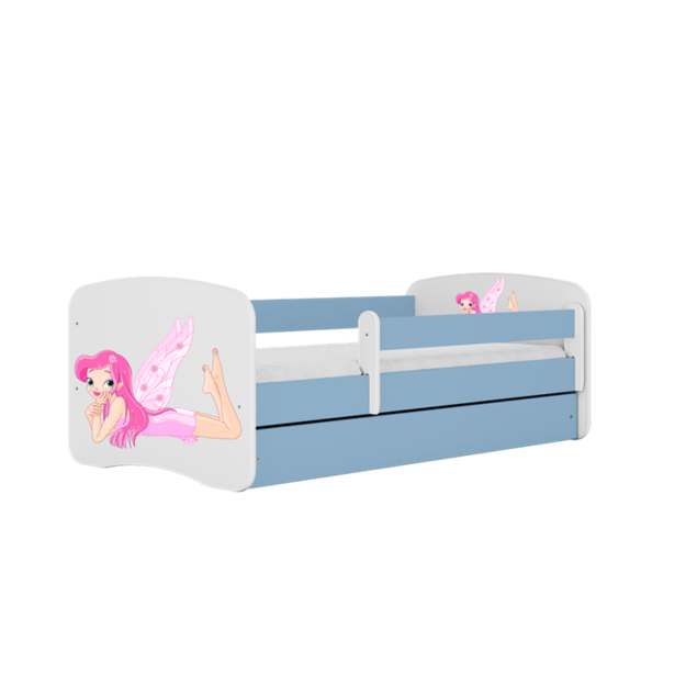 BABYDREAMS Bed babydreams blue fairy with wings with drawer with mattress 140/70, Blue