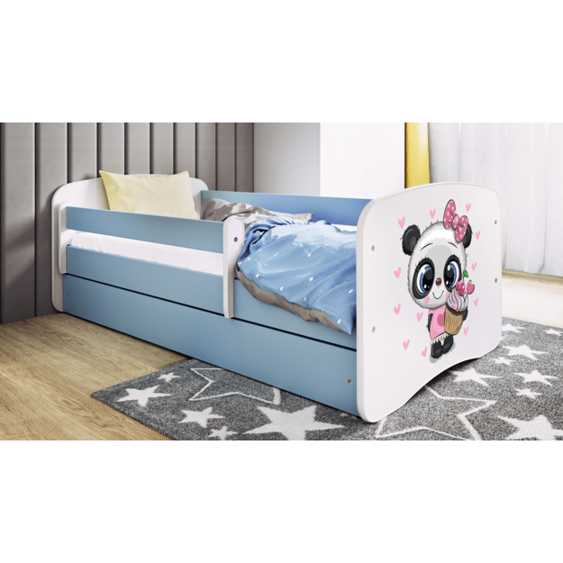 BABYDREAMS Bed babydreams blue panda with drawer without mattress 180/80, Blue