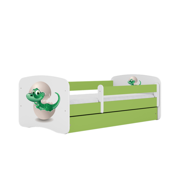 BABYDREAMS Bed babydreams green baby dino with drawer with mattress 140/70, Green