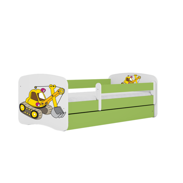 BABYDREAMS Bed babydreams green digger with drawer with mattress 140/70, Green