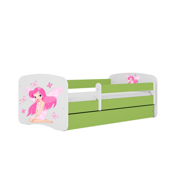 BABYDREAMS Bed babydreams green fairy with butterflies without drawer with mattress 140/70, Green