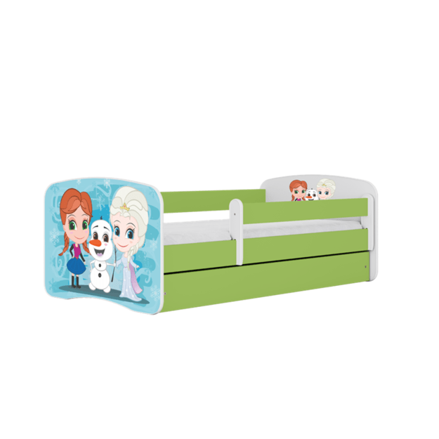 BABYDREAMS Bed babydreams green frozen land with drawer without mattress 140/70, Green