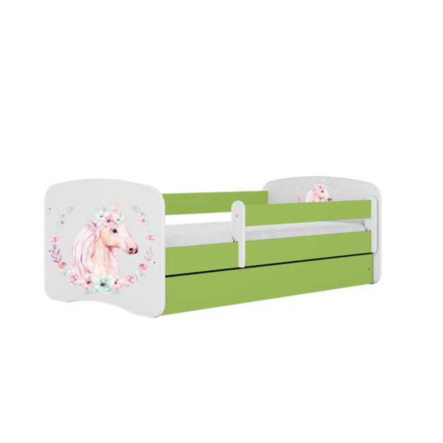 BABYDREAMS Bed babydreams green horse with drawer without mattress 140/70, Green