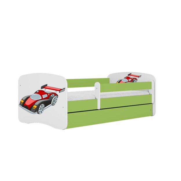 BABYDREAMS Bed babydreams green racing car with drawer without mattress 140/70, Green