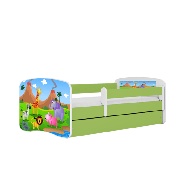 BABYDREAMS Bed babydreams green safari with drawer without mattress 140/70, Green