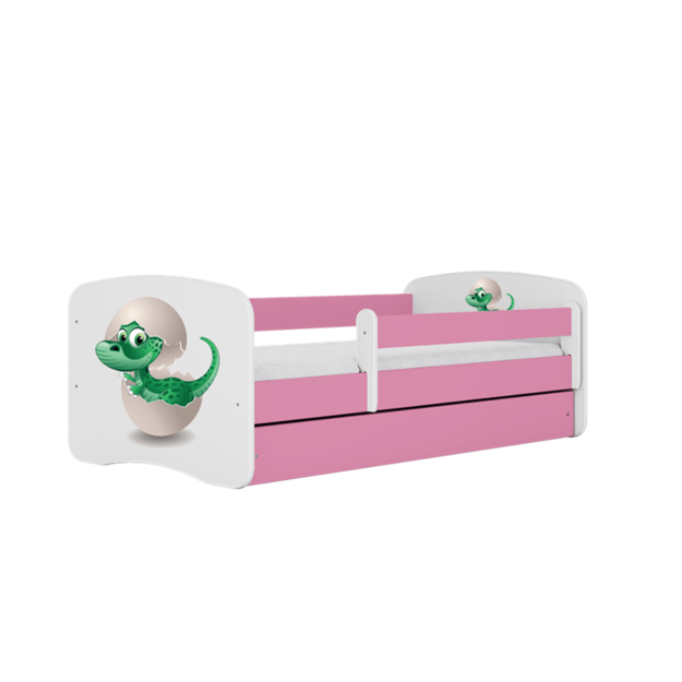 BABYDREAMS Bed babydreams pink baby dino with drawer with mattress 140/70, Pink