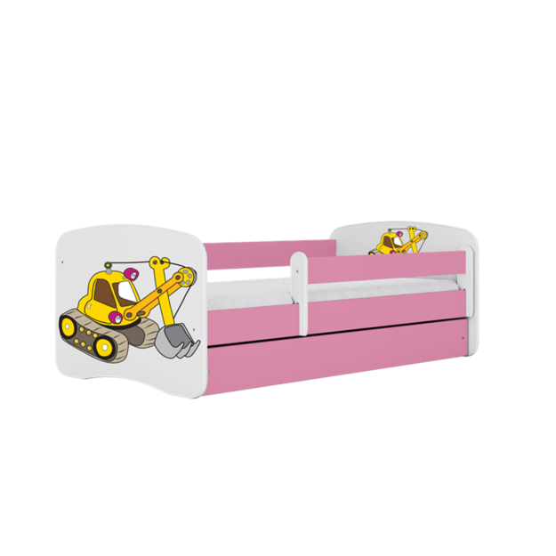 BABYDREAMS Bed babydreams pink digger with drawer with mattress 140/70, Pink