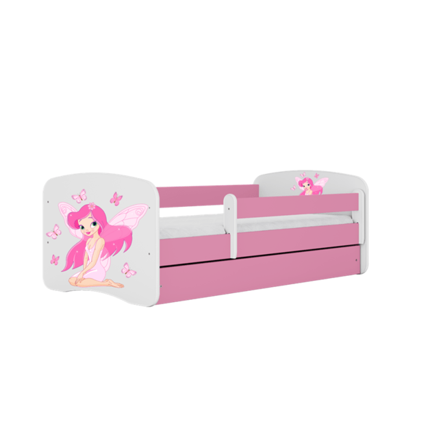 BABYDREAMS Bed babydreams pink fairy with butterflies with drawer with mattress 140/70, Pink