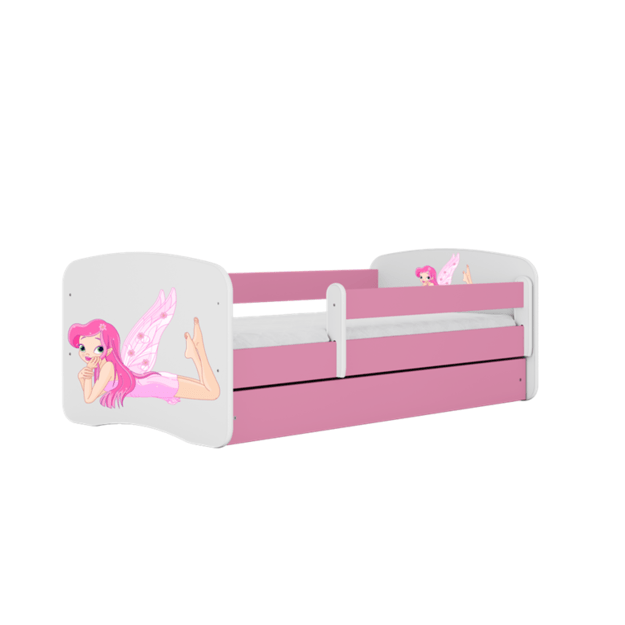 BABYDREAMS Bed babydreams pink fairy with wings with drawer with mattress 140/70, Pink