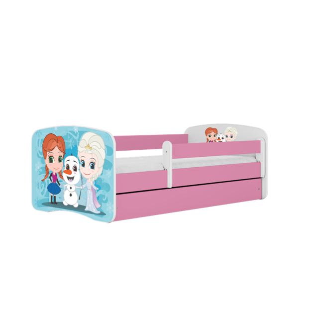 BABYDREAMS Bed babydreams pink frozen land with drawer with mattress 140/70, Pink