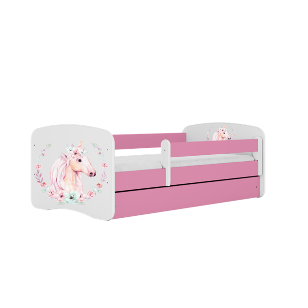 BABYDREAMS Bed babydreams pink horse with drawer with mattress 160/80, Pink