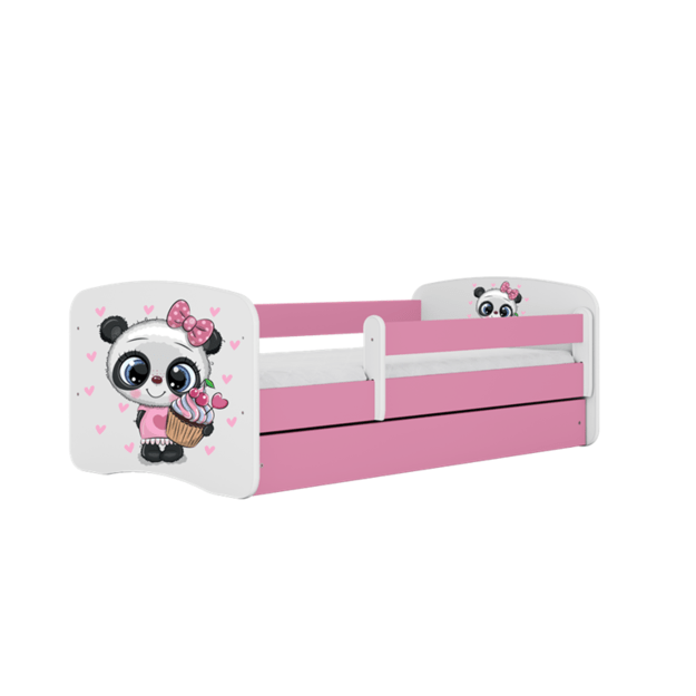 BABYDREAMS Bed babydreams pink panda with drawer with mattress 140/70, Pink