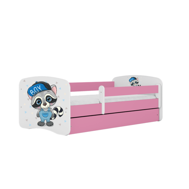 BABYDREAMS Bed babydreams pink raccoon with drawer without mattress 140/70, Pink