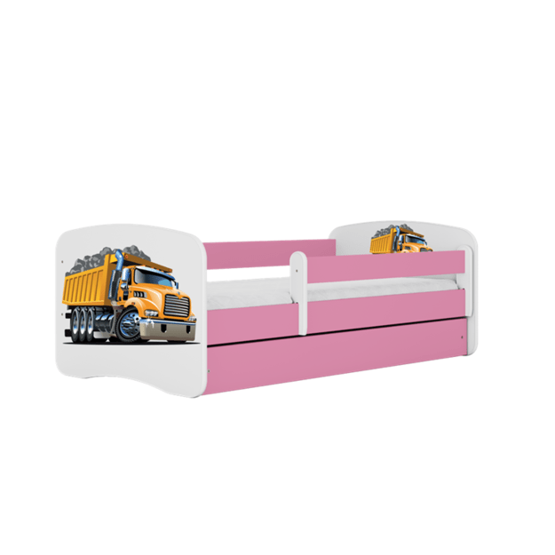 BABYDREAMS Bed babydreams pink truck with drawer with mattress 140/70, Pink