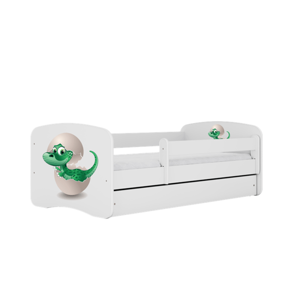 BABYDREAMS Bed babydreams white baby dino with drawer without mattress 140/70, White