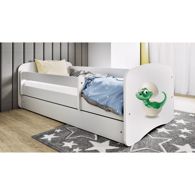 BABYDREAMS Bed babydreams white baby dino without drawer with mattress 180/80, White