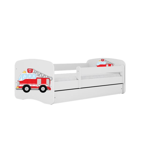 BABYDREAMS Bed babydreams white fire brigade with drawer with mattress 140/70, White