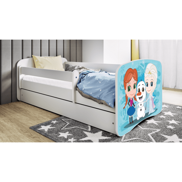 BABYDREAMS Bed babydreams white frozen land with drawer with mattress 140/70, White