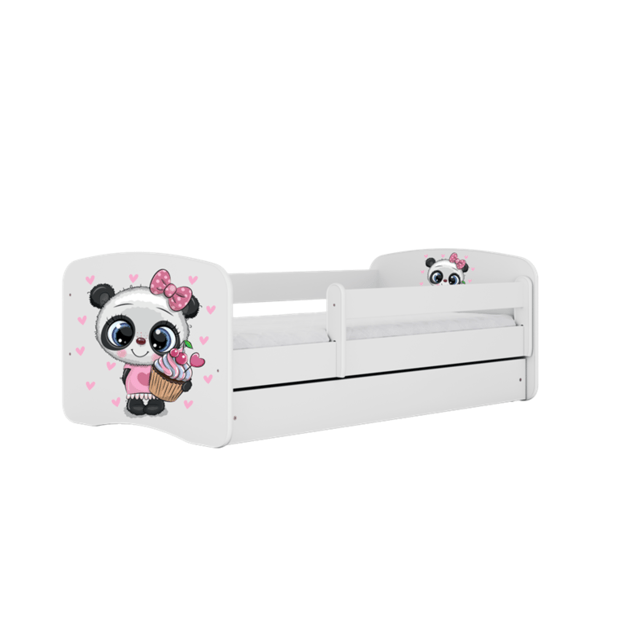 BABYDREAMS Bed babydreams white panda with drawer with mattress 140/70, White