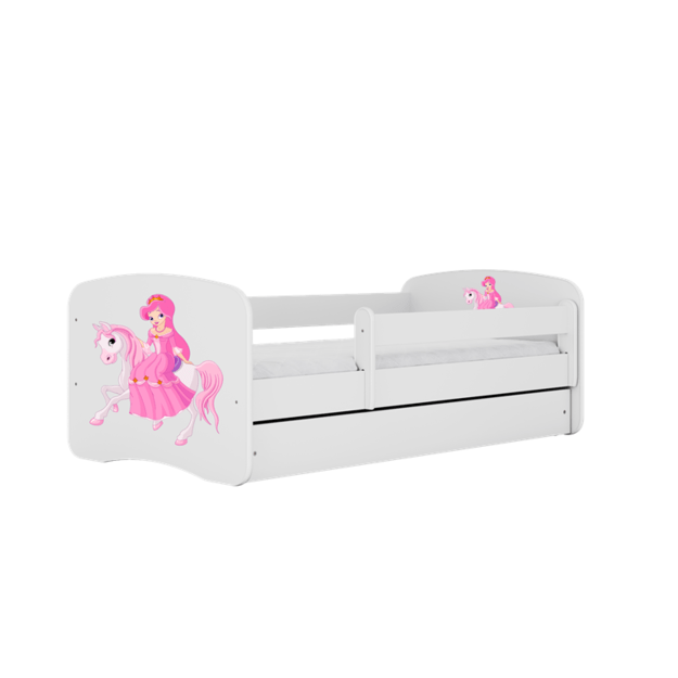 BABYDREAMS Bed babydreams white princess on horse with drawer with mattress 160/80, White