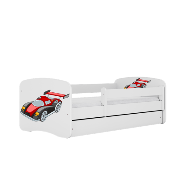 BABYDREAMS Bed babydreams white racing car without drawer with mattress 140/70, White