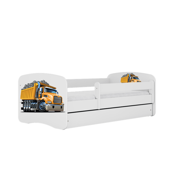 BABYDREAMS Bed babydreams white truck without drawer with mattress 140/70, White