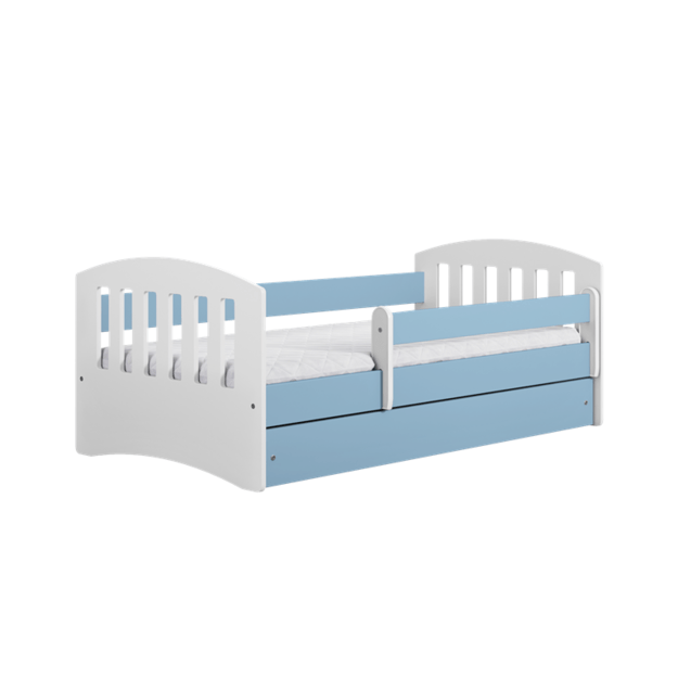 CLASSIC Bed classic 1 blue with drawer with mattress 140/80, Blue