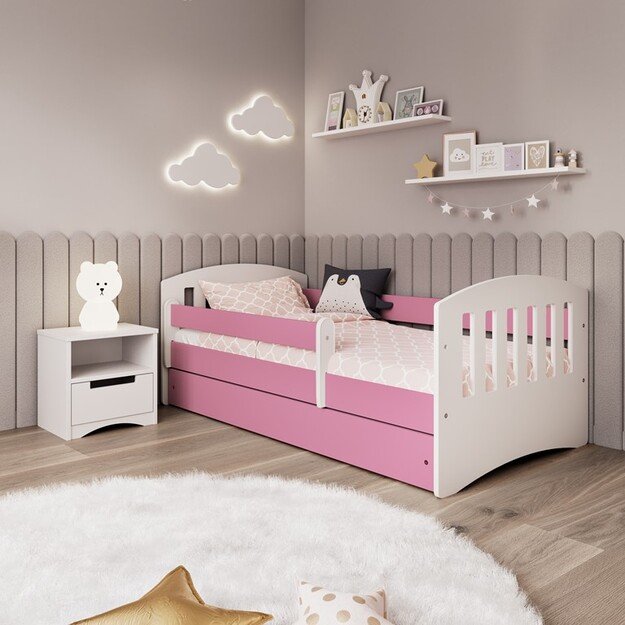 CLASSIC Bed classic 1 pink without drawer without mattress 160/80, Pink