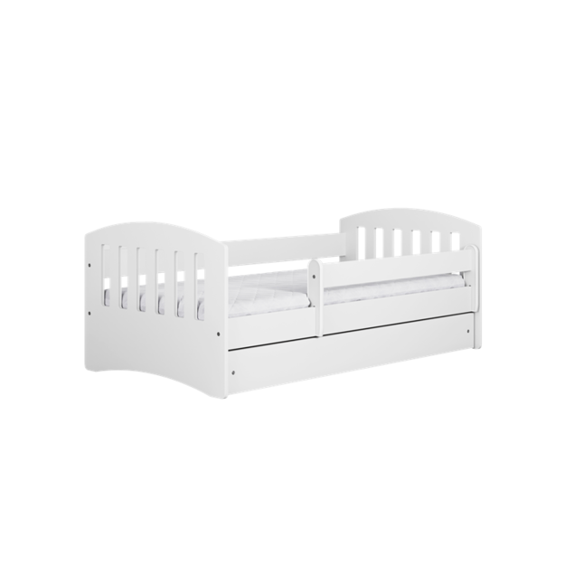 CLASSIC Bed classic 1 white with drawer with mattress 140/80, White