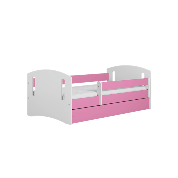 CLASSIC Bed classic 2 pink with drawer with mattress 140/80, Pink