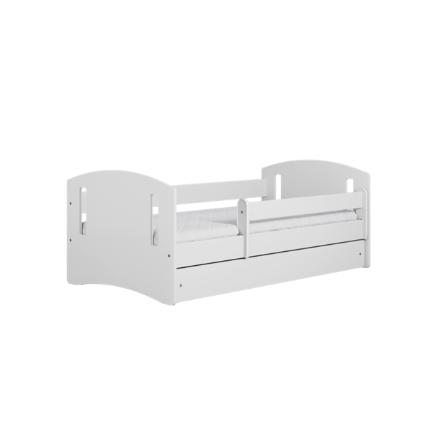 CLASSIC Bed classic 2 white with drawer with mattress 140/80, White