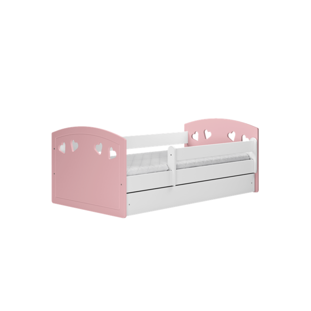 JULIA Bed Julia mix pale pink with drawer with mattress 140/80, Pale Pink 